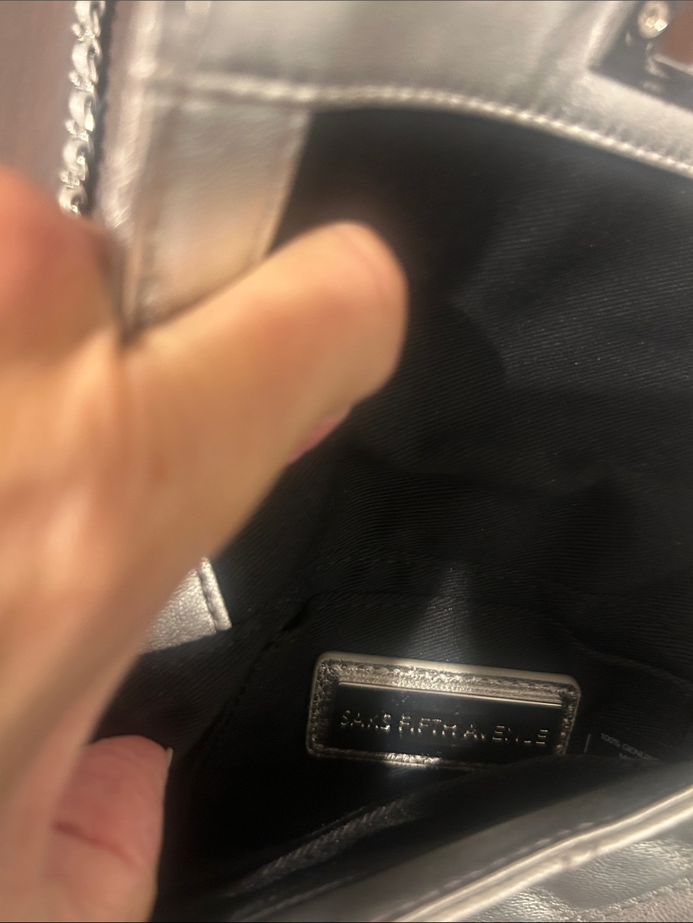Saks Fifth Avenue Quilted Metallic Crossbody Bag - Silver - Picture 3 of 5